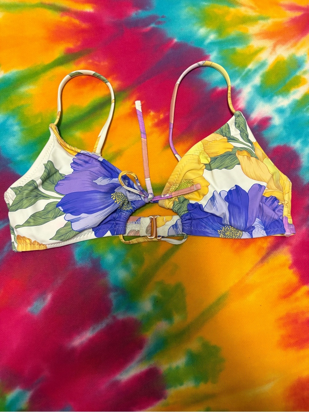 Floral shade and shore Triangle Bikini Top size medium